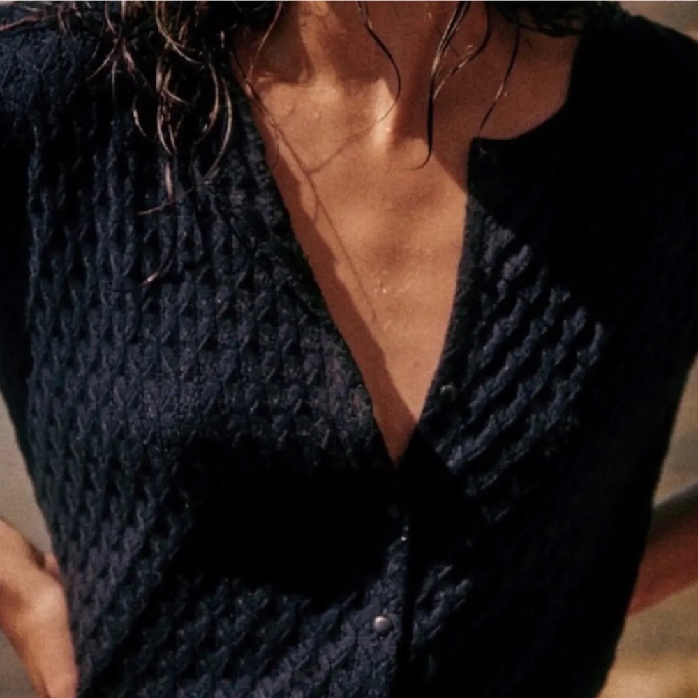 Sezane Adela Cardigan, Navy, M - Picture 3 of 6